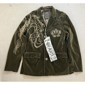 Z BRAND Jacket Blazer Men's Medium Brown Button Velour Sports Coat‎ Rare.